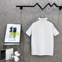 zipper ➕ Embroidered letter logo printed polo shirt