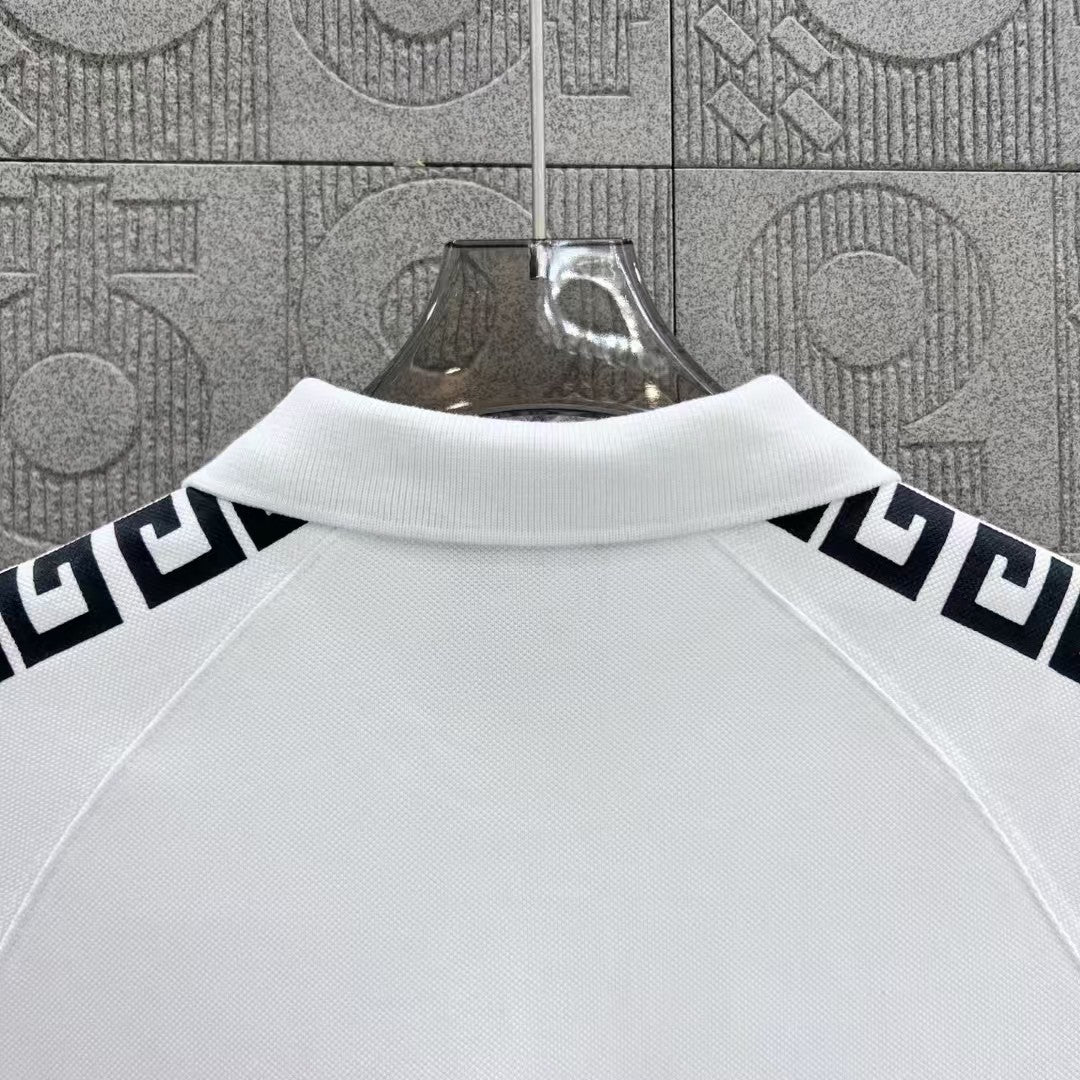 zipper ➕ Embroidered letter logo printed polo shirt