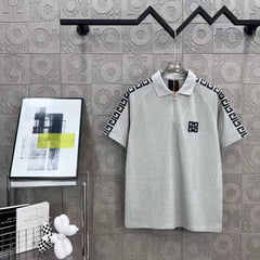 zipper ➕ Embroidered letter logo printed polo shirt