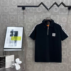 zipper ➕ Embroidered letter logo printed polo shirt