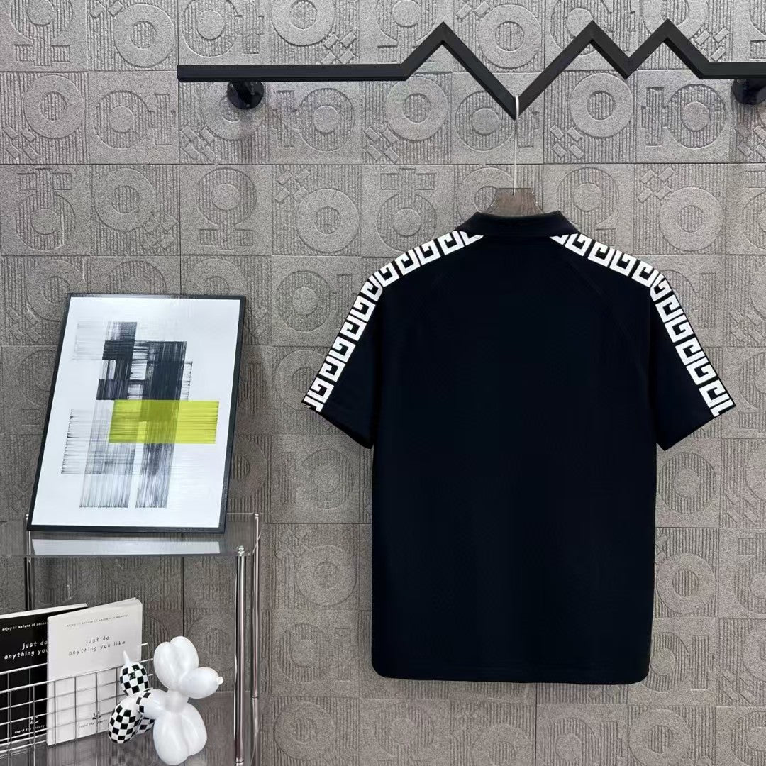 zipper ➕ Embroidered letter logo printed polo shirt