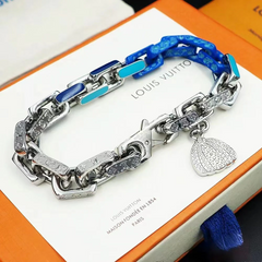 lue and silver patchwork pumpkin bracelet