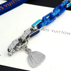 lue and silver patchwork pumpkin bracelet