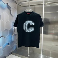 Heat transfer + hot rhinestone short sleeves