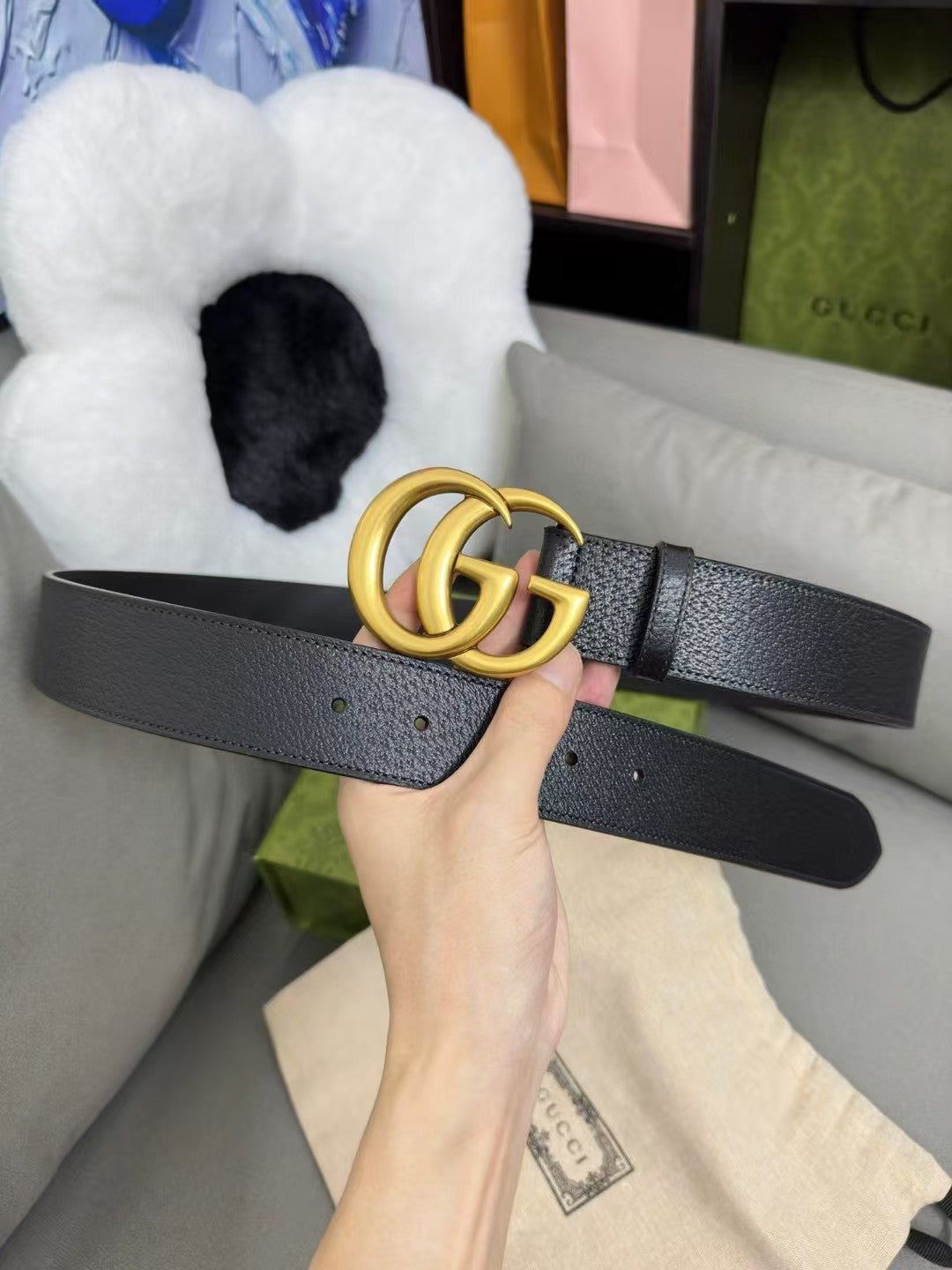 Cowhide three claw tie pattern men's belt