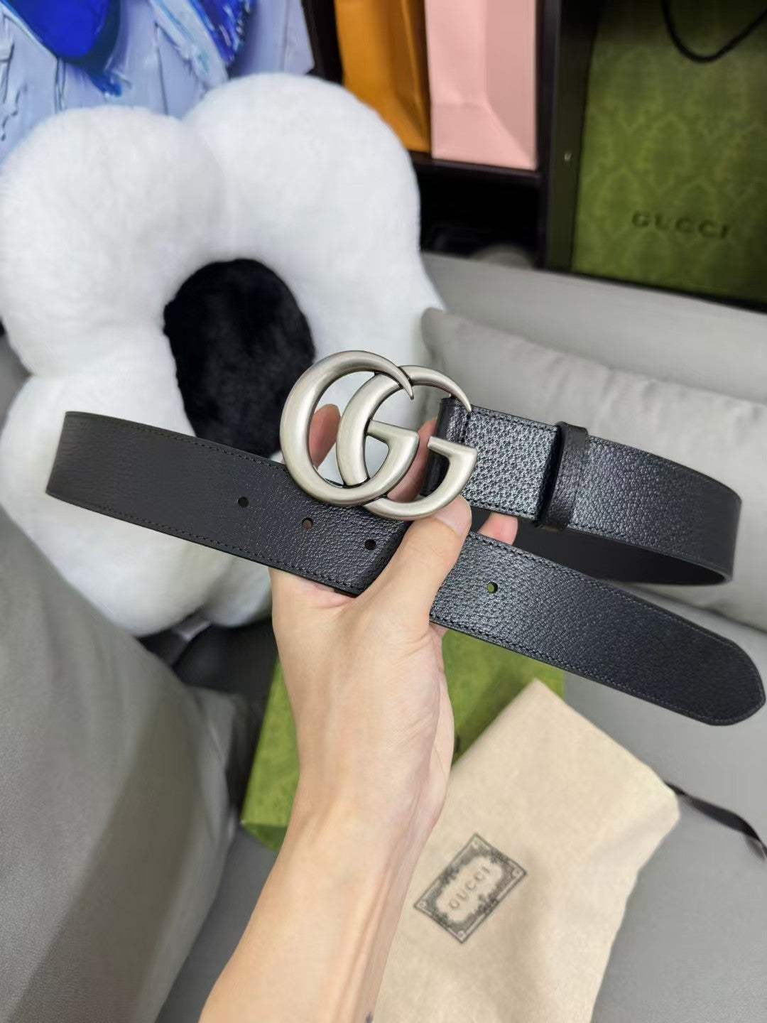 Cowhide three claw tie pattern men's belt