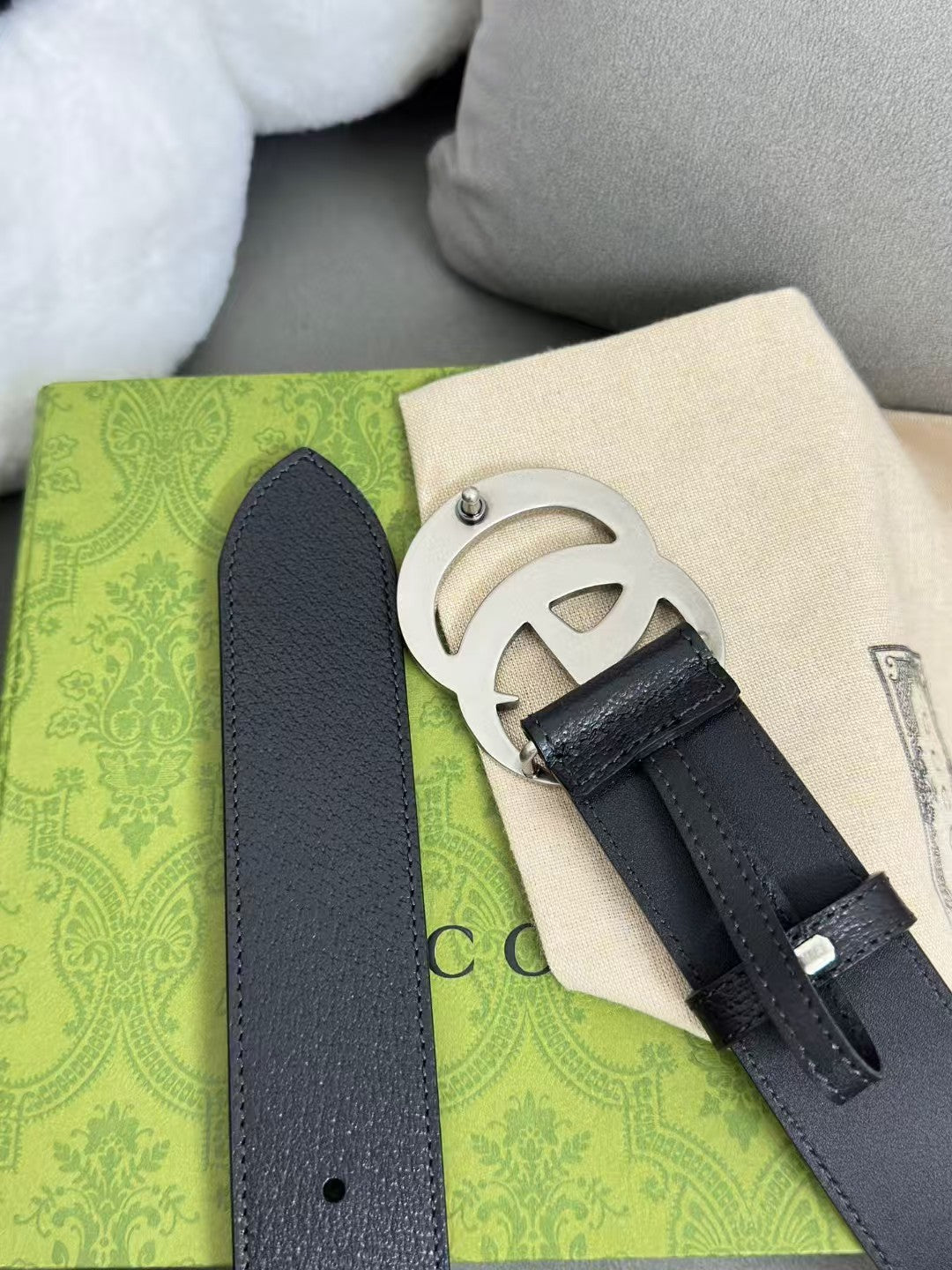 Cowhide three claw tie pattern men's belt