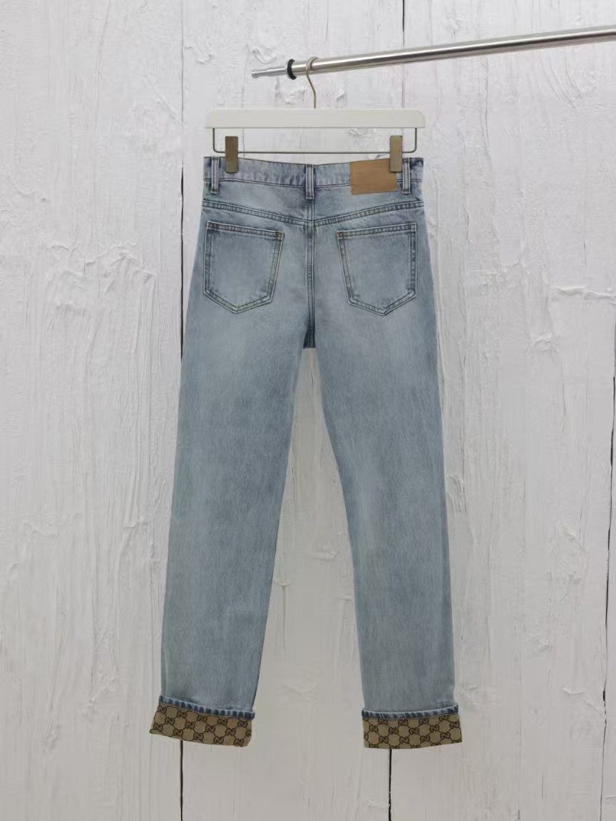 New vintage logo jacquard denim pants