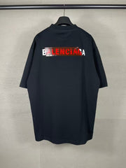 Embroidered tape pressed short sleeved T-shirt