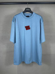 Embroidered tape pressed short sleeved T-shirt