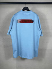 Embroidered tape pressed short sleeved T-shirt
