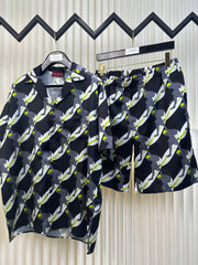 Surfing printed short shirt and shorts set