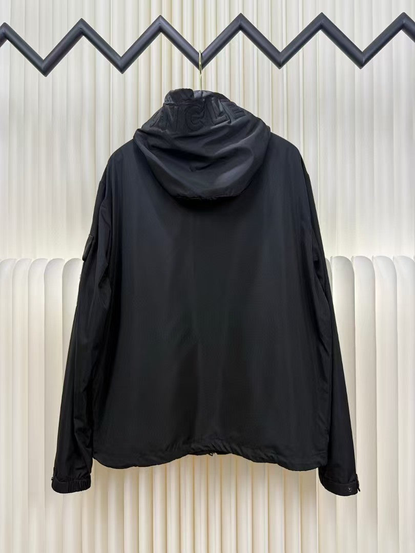Embroidered hooded windbreaker jacket