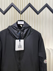 Embroidered hooded windbreaker jacket