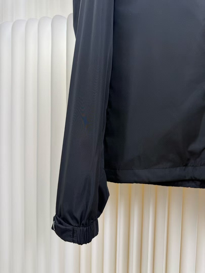 Embroidered hooded windbreaker jacket
