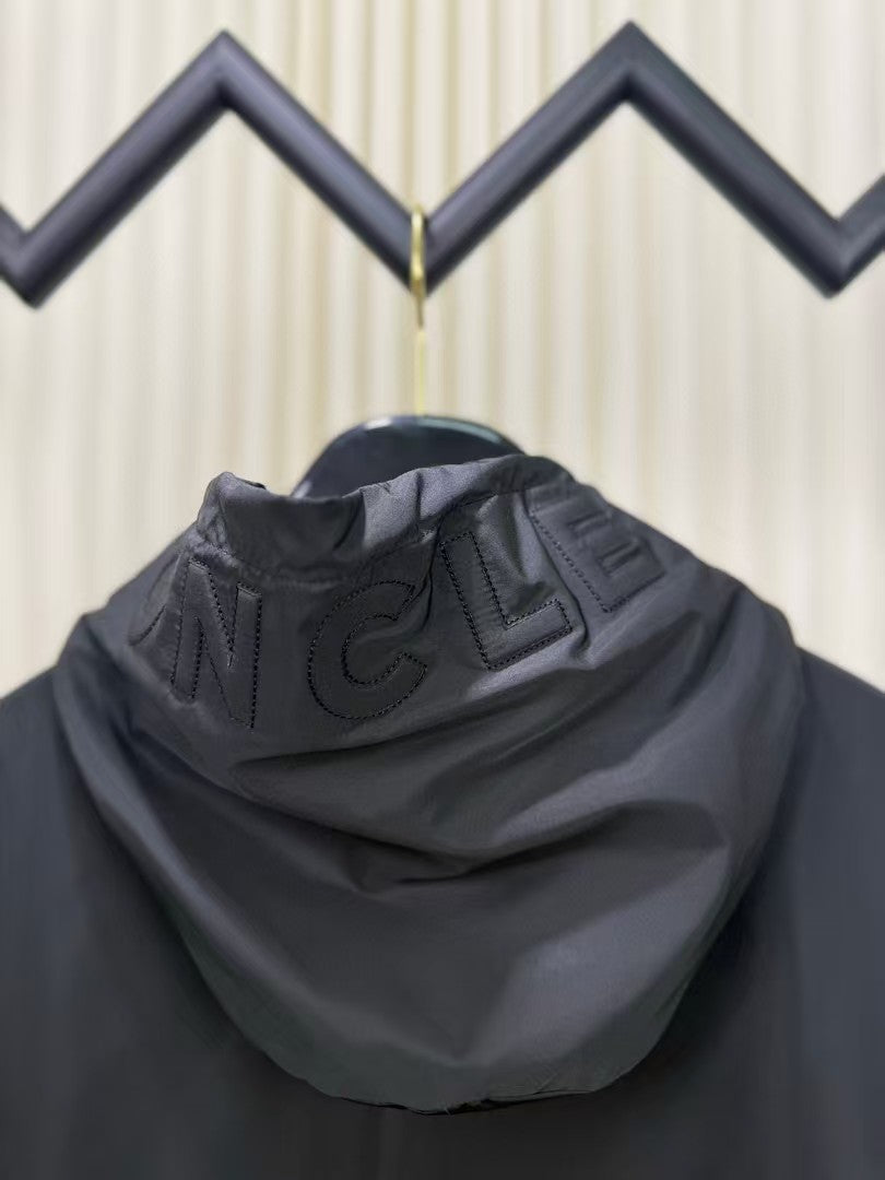 Embroidered hooded windbreaker jacket