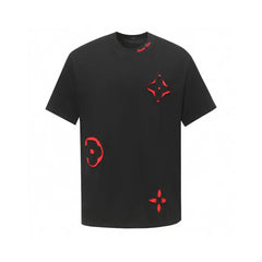 Spring and summer new style color blocking cloth hand cut edge embroidery craft short sleeved T-shirt