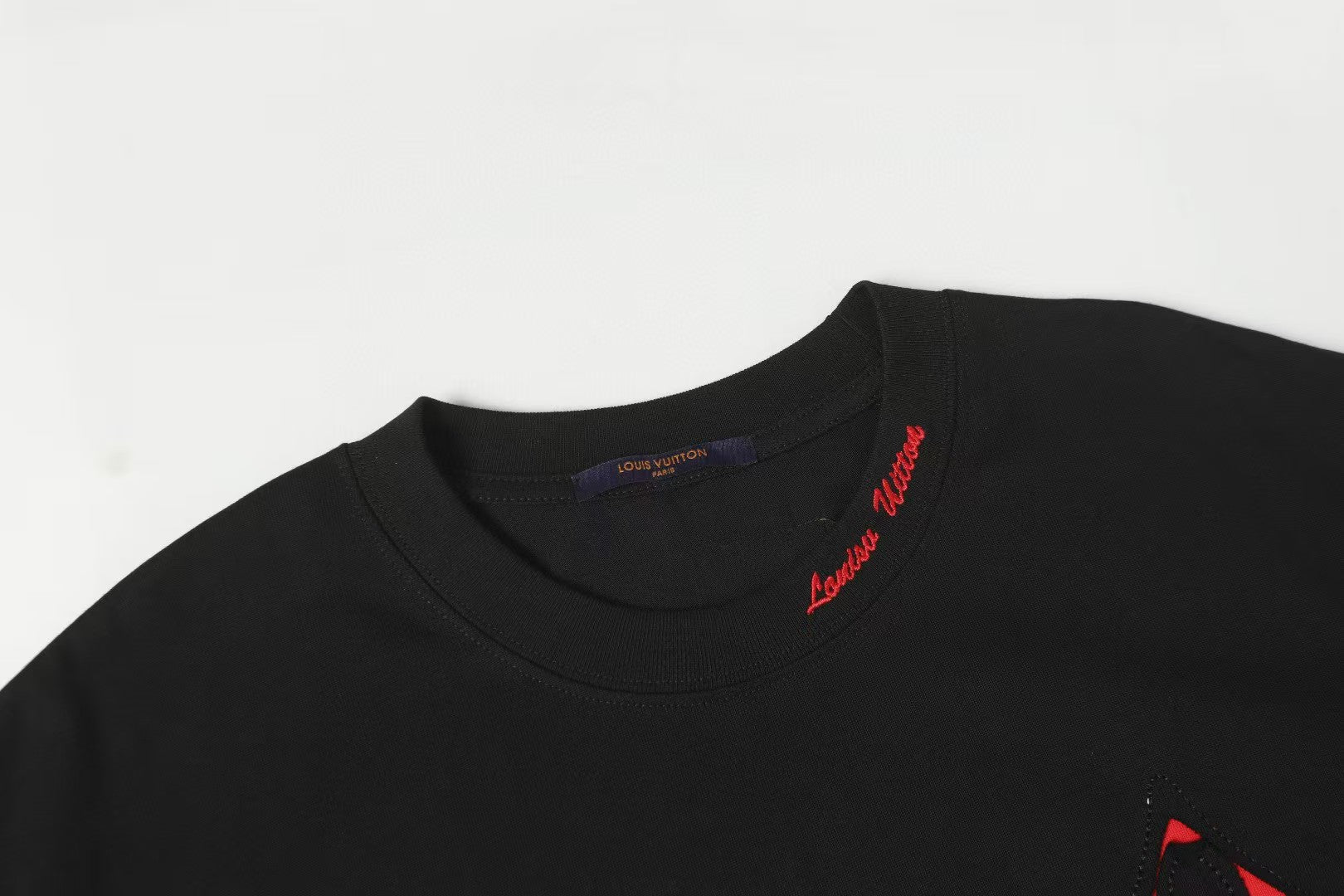 Spring and summer new style color blocking cloth hand cut edge embroidery craft short sleeved T-shirt