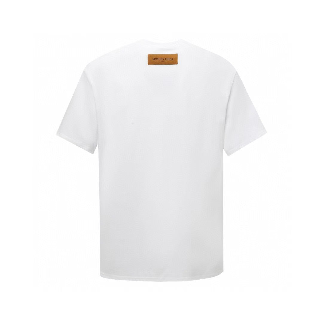 Spring and summer new style color blocking cloth hand cut edge embroidery craft short sleeved T-shirt
