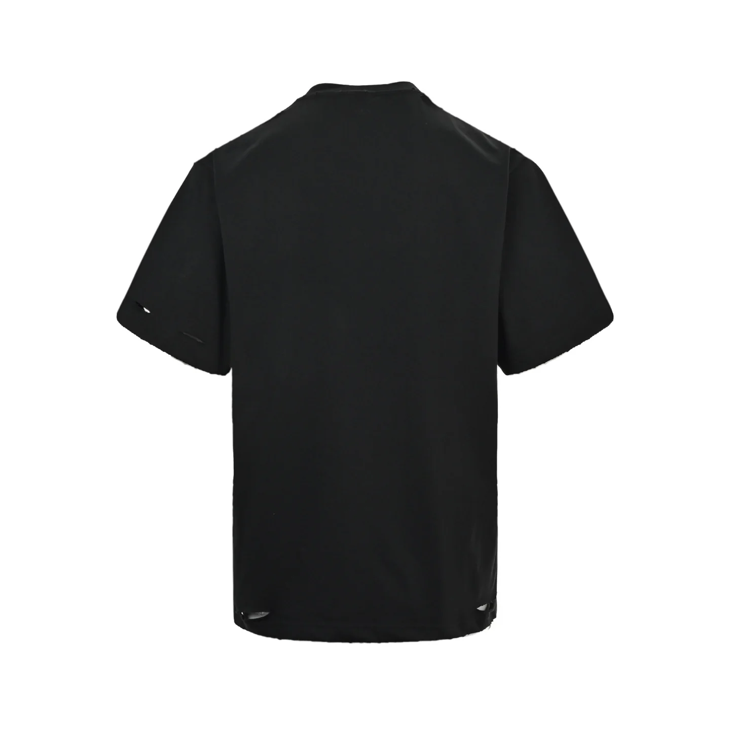 Eye chart knife cuts holes in short sleeves