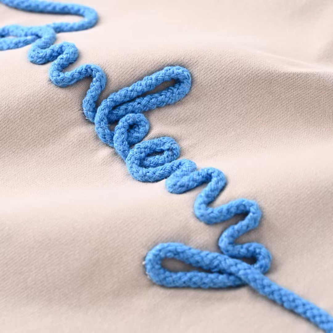 Rope embroidered short sleeved set