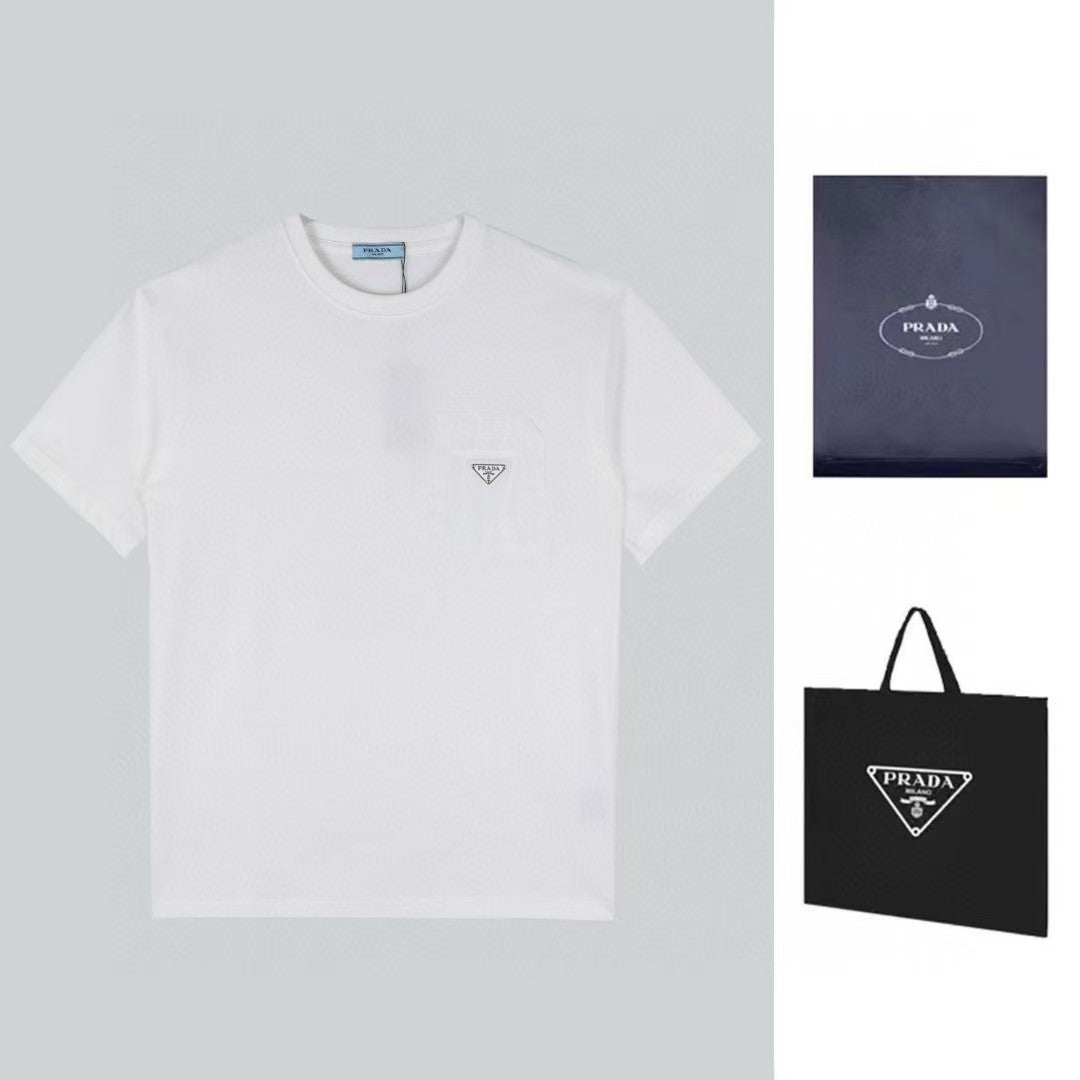 Spring and summer chest pocket short sleeved T-shirt