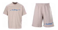 Rope embroidered short sleeved set
