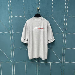 Men's washed hole short sleeved T-shirt