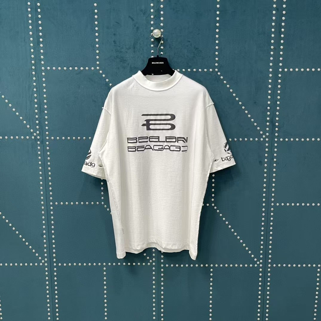 Men's washed hole short sleeved T-shirt