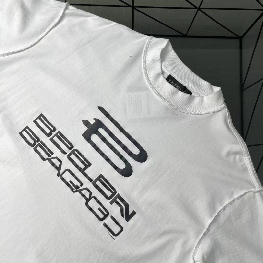 Men's washed hole short sleeved T-shirt