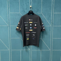 Men's full print printed short sleeved T-shirt colour size white grey black