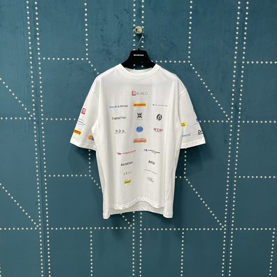 Men's full print printed short sleeved T-shirt colour size white grey black