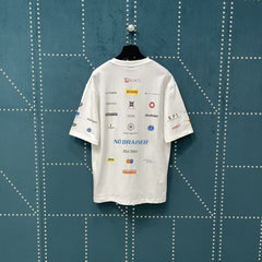 Men's full print printed short sleeved T-shirt colour size white grey black