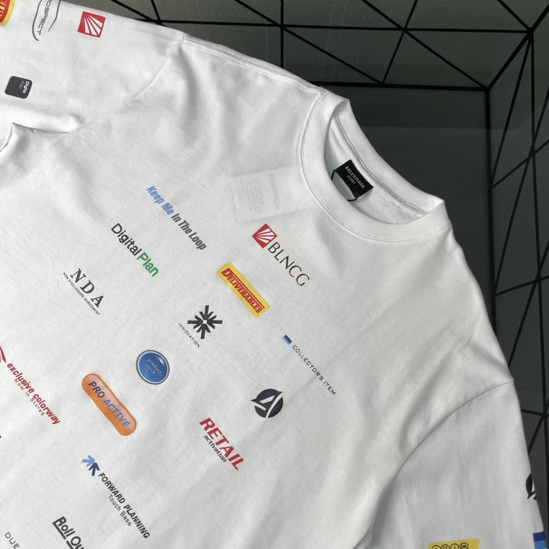 Men's full print printed short sleeved T-shirt colour size white grey black