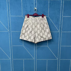 Wrinkled leather label jacquard shorts