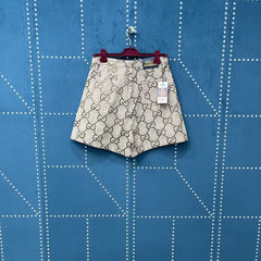 Wrinkled leather label jacquard shorts