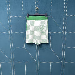 Large checkerboard jacquard knitted shorts