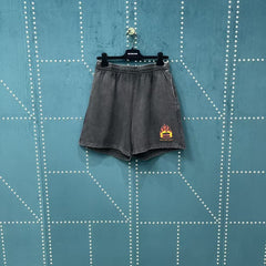 Flame fried snowflake washed ripped shorts