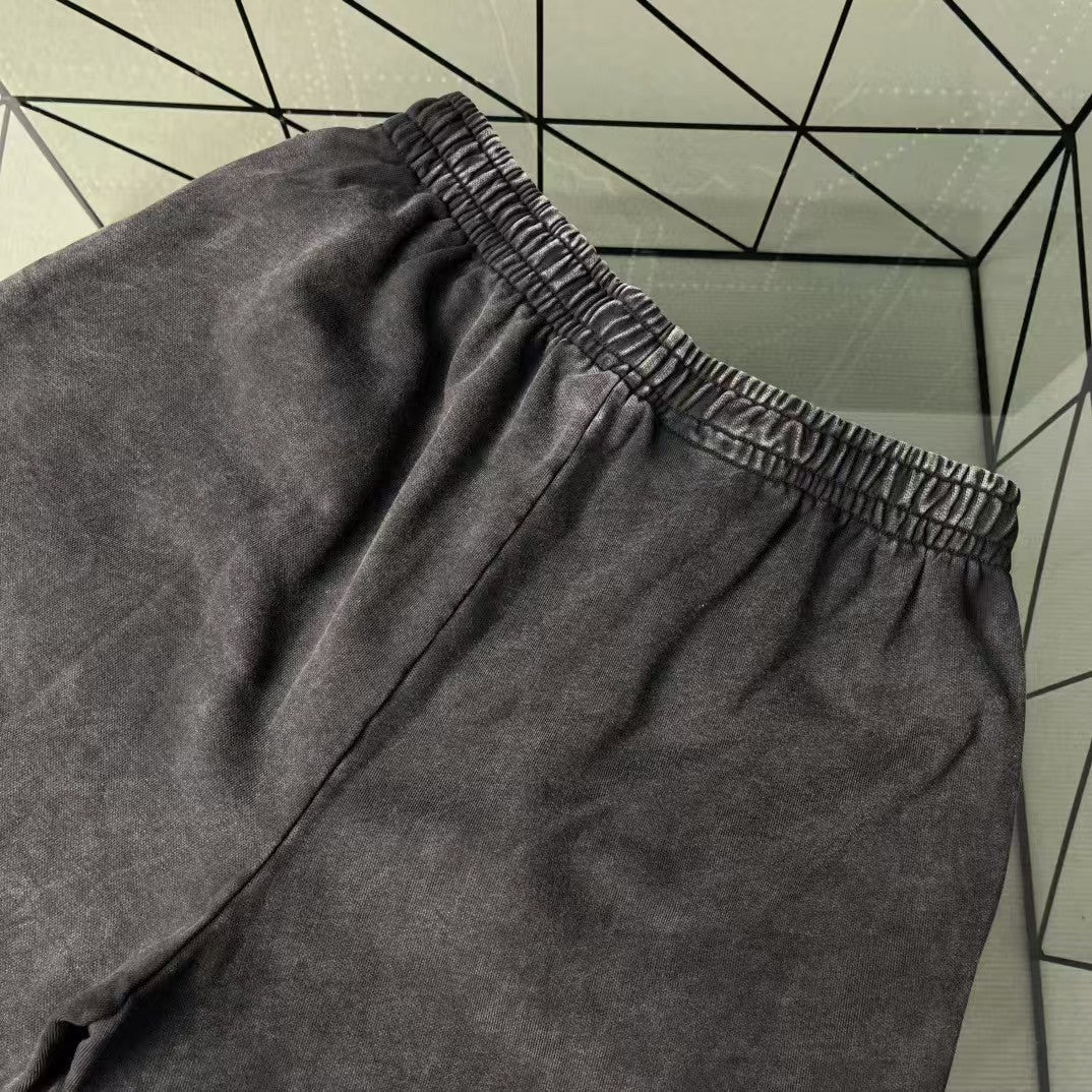 Flame fried snowflake washed ripped shorts