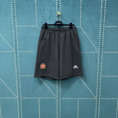 Embroidered white striped patchwork shorts