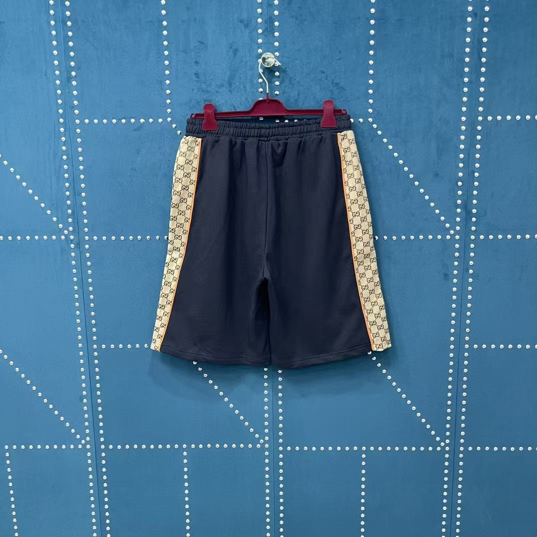 Jacquard patchwork knitted shorts