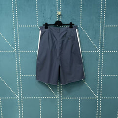 Embroidered three bar navy blue workwear shorts