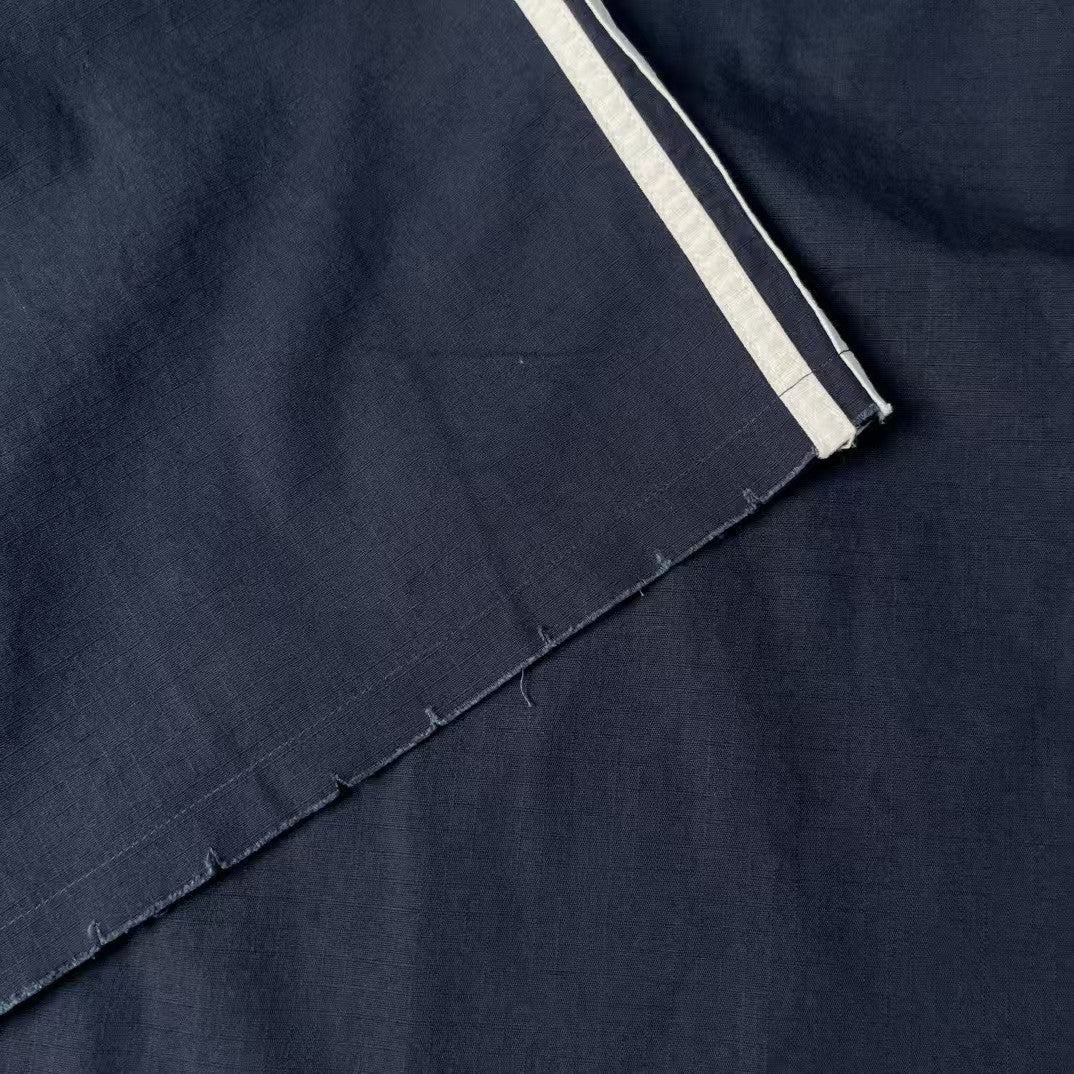 Embroidered three bar navy blue workwear shorts