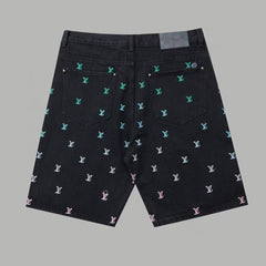 Spring and summer new heavy-duty embroidered denim shorts