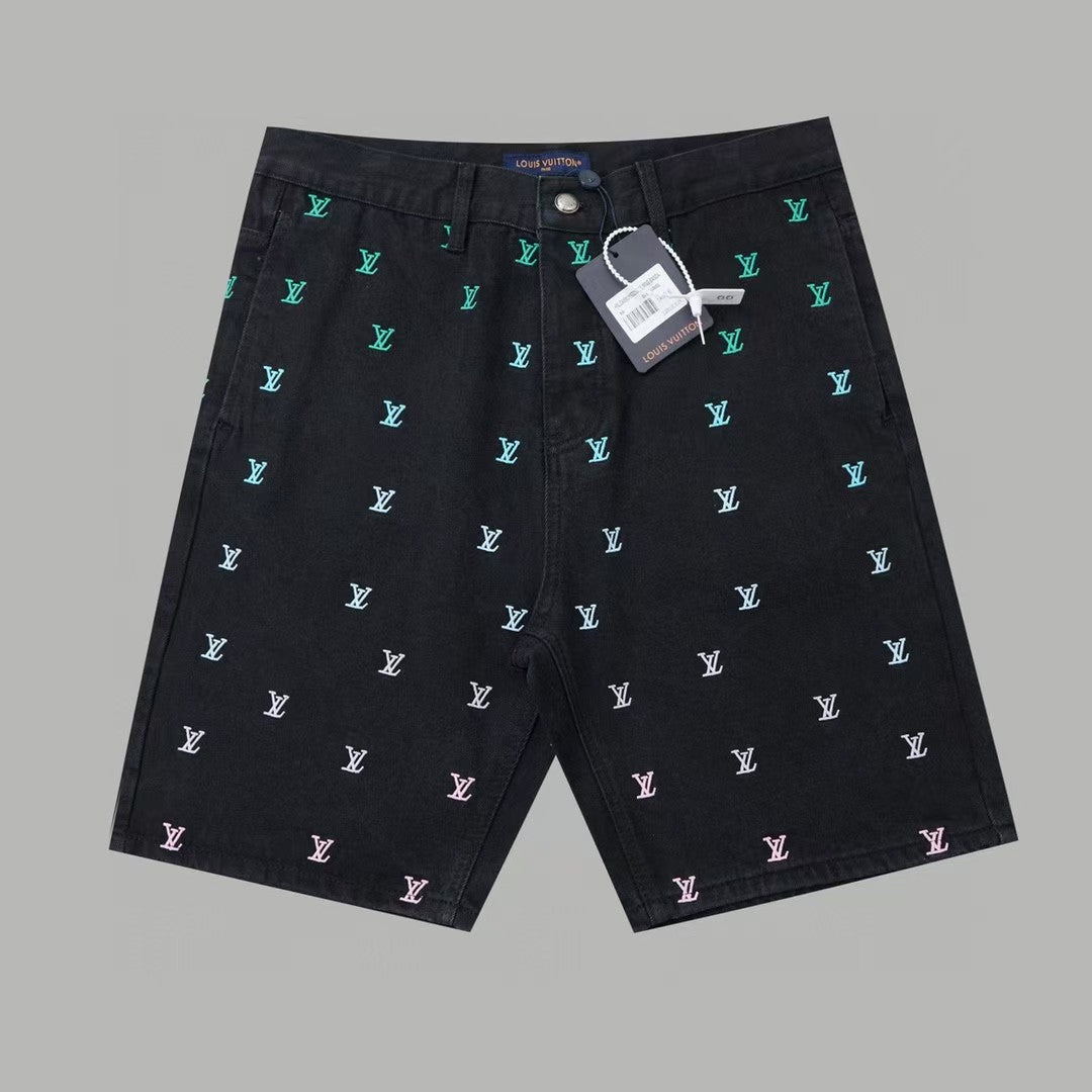 Spring and summer new heavy-duty embroidered denim shorts