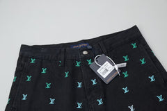 Spring and summer new heavy-duty embroidered denim shorts