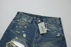 Wear and tear hole loose fit denim shorts
