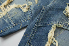 Wear and tear hole loose fit denim shorts