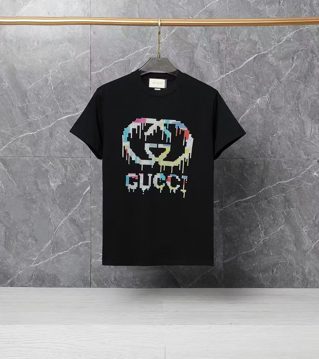 Men's printed round neck short sleeved T-shirt