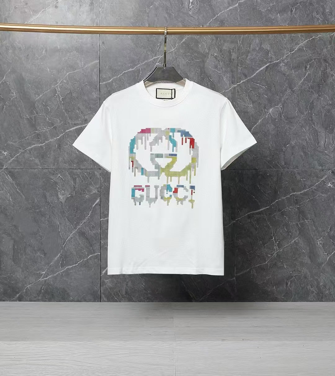 Men's printed round neck short sleeved T-shirt